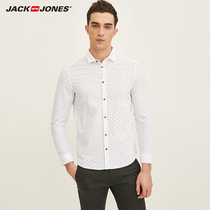 JACK&JONES Brand 2019 NEW smart casual style print full length sleeves 100% COTTON turn-down collar male shirts| 217105528