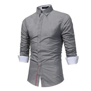2019 Men's Formal Shirts Casual Autumn Office Business Shirt Long Sleeve Pocket Standcollar Blouses Me Button Solid Sweatshirts