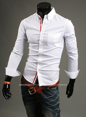 free shipping men's shirts plus size M-XXXL New Arrival Slim fit stylish Dress long Sleeve Shirts hot selling