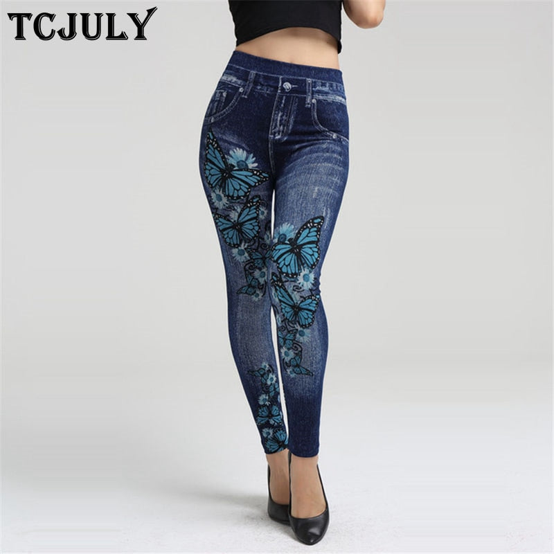 TCJULY New Arrival Cotton Leggings Jeggings Jeans For Women Skinny Push Up Ankle Length Pants High Waist Stretch Seamless Legins