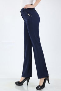Women Trousers straight pants high waist casual female pantalon femme calca feminina khaki beige red blue big plus size 28~38