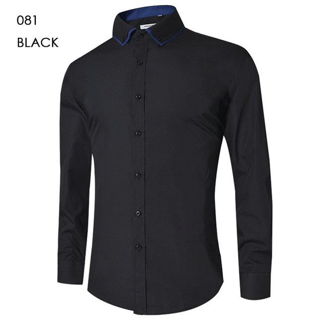 2018 Brand Design Casual Shirt Men Long Sleeve Slim Fit Cotton Dress Shirts Men Black Office Formal Men Shirt  Plus Size 5XL