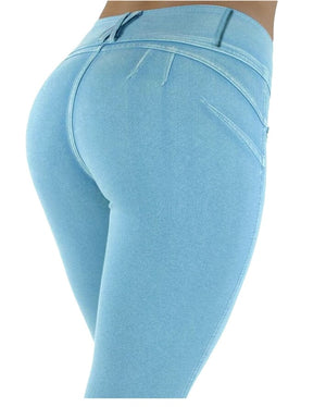Fashion Spring Pencil Pants Women 2019 Mid Waist Button Elastic Trousers Skinny Solid Zipper Women Pants Slim Gray Black Blue
