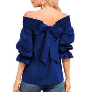 Sexy Off Shoulder Tops Spring Summer Strapless Celmia 2019 Women Blouse Bowknot Slash Neck Shirts Casual Loose Blusas Plus Size