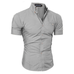 2019 Men's Slim Fit Shirt Short Sleeve Business Formal Casual shirt Tops Solid Single Breasted 8 Color M-3XL