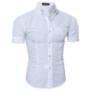 2019 Men's Slim Fit Shirt Short Sleeve Business Formal Casual shirt Tops Solid Single Breasted 8 Color M-3XL