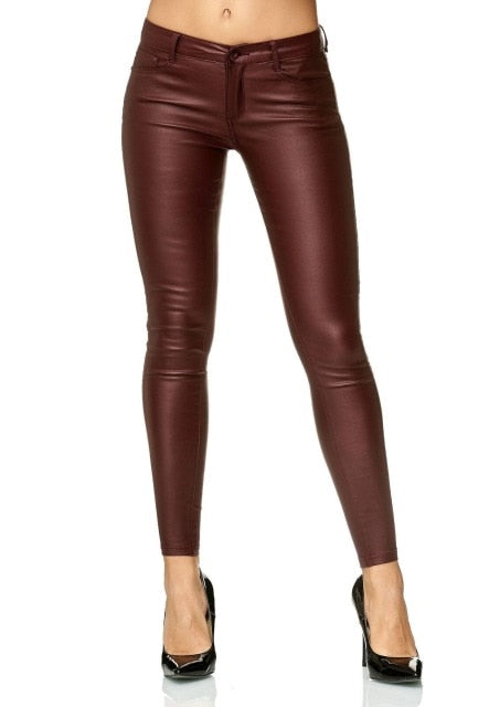 ZOGAA Women's PU Leather Pants Skinny Sexy Trousers 2019 Autumn Fashions Solid Pencil Pants Lady Pants Biker Art Leather Trouser